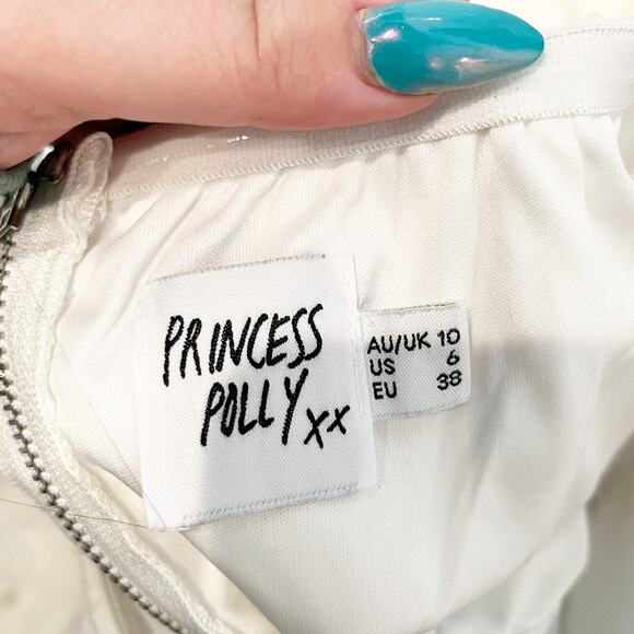 Princess Polly Hunter Mae Strapless Ruched Frill Short Romper White 6 - Picture 3 of 10